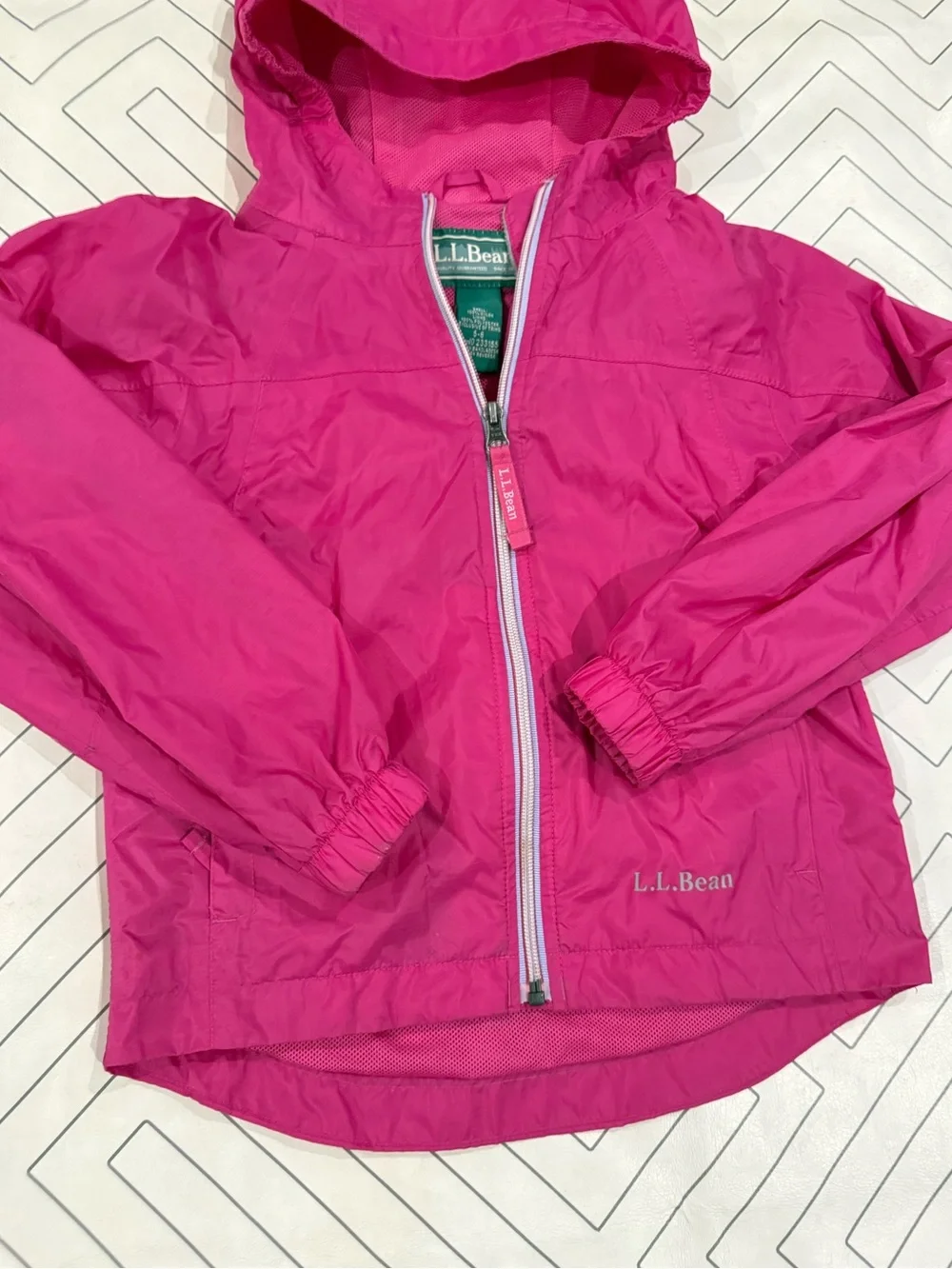 L.L. Bean Girls' Pink Hooded Rain Jacket